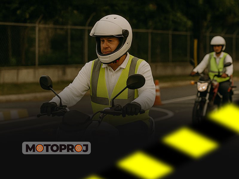 nstrutores de moto em treinamento de atualização com o MOTOPROJ